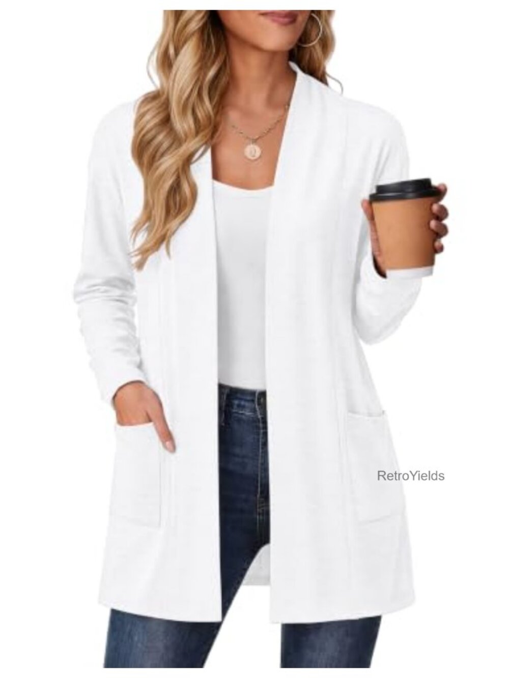 Open Front Lightweight Cardigan Long Sleeve Kimono Pockets
